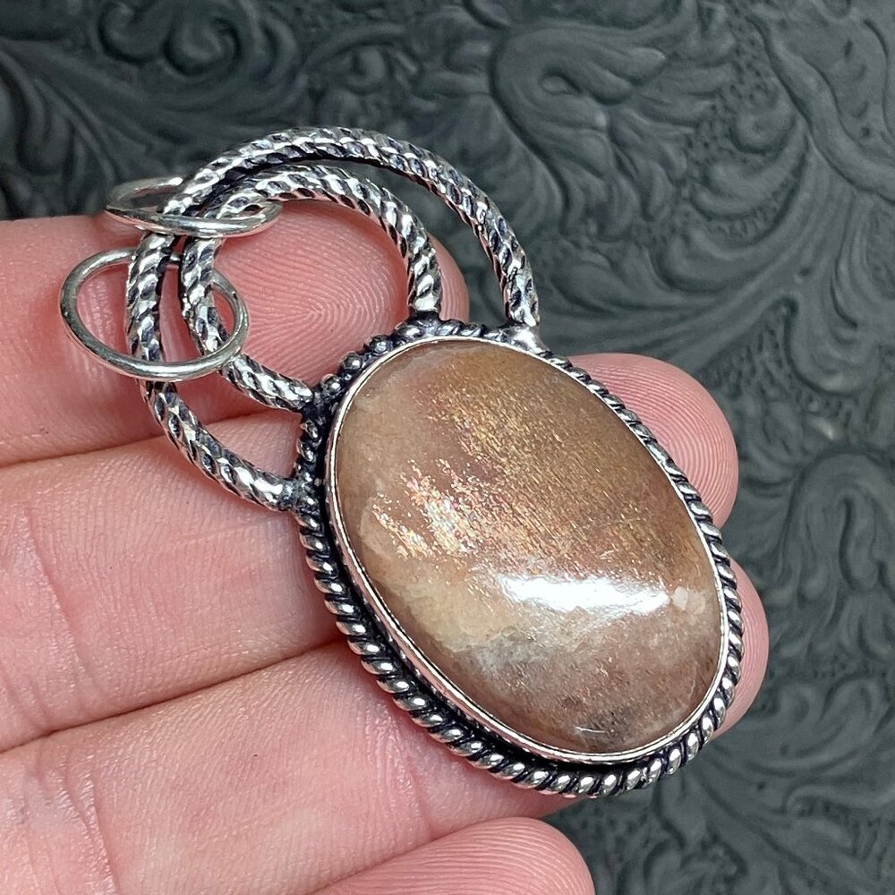 Moonstone With Sunstone Pendant Stone Crystal Jewelry